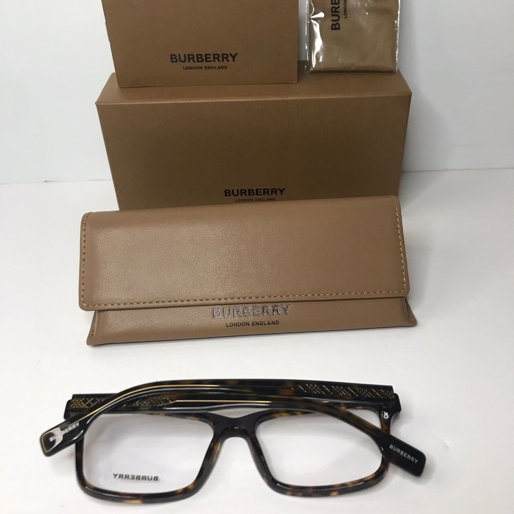Authentic New BURBERRYMen's Tortoise Square Eyeglass Frames BE2320F386455 - Picture 11 of 15